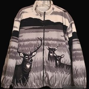 Cozy Fleece CW Classics Unisex Coat Buck Deer Gray Black White Size XL